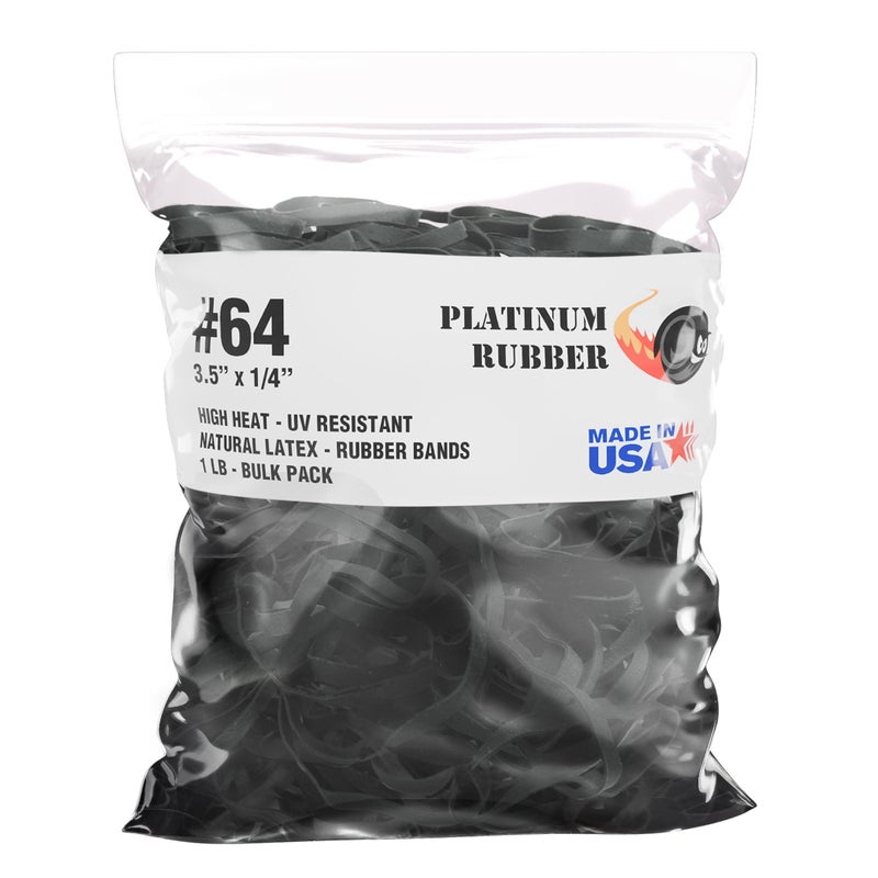 Platinum Rubber Black High Heat UV Resistant #64 Platinum Rubber Crepe Band Made in USA (3 1/2" x 1/4") Large Premium Fishing/Angler Rubberbands (64-1lb) - Image 1